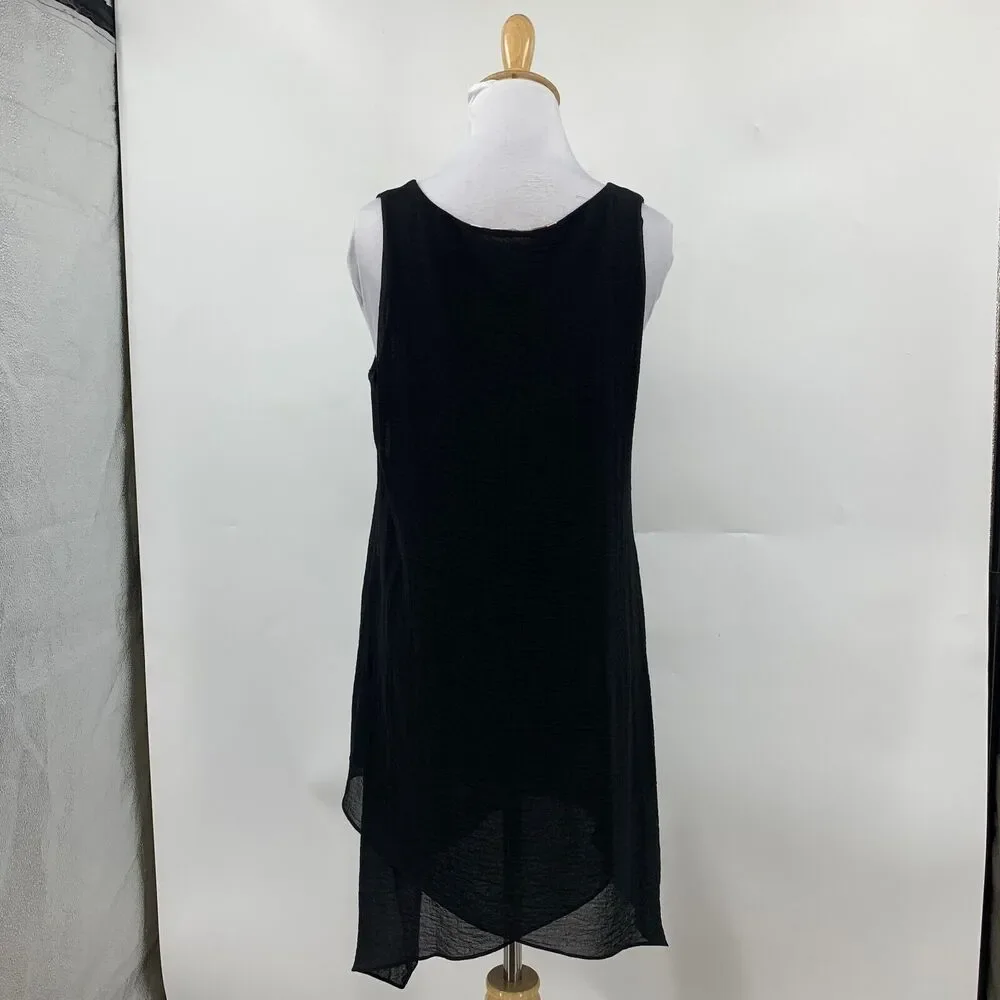 Soft Surroundings Blouse Women S Small Black Celine Angled Shark Tooth Tunic Hem - Picture 5 of 12